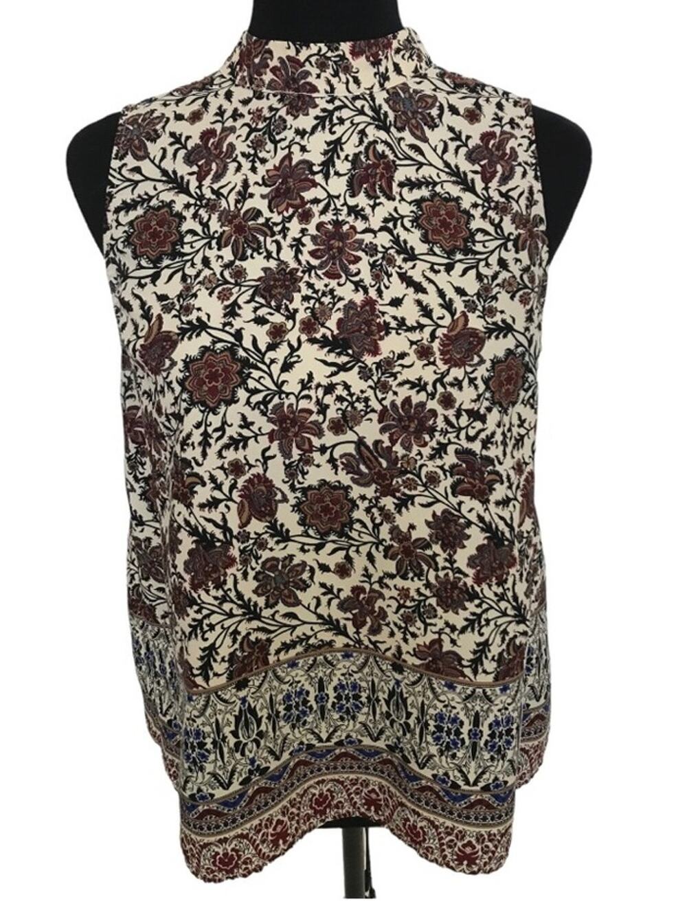 *  New ~ MONTEAU Nordstromb~ Floral High Neck Tank Top~ Sz Med